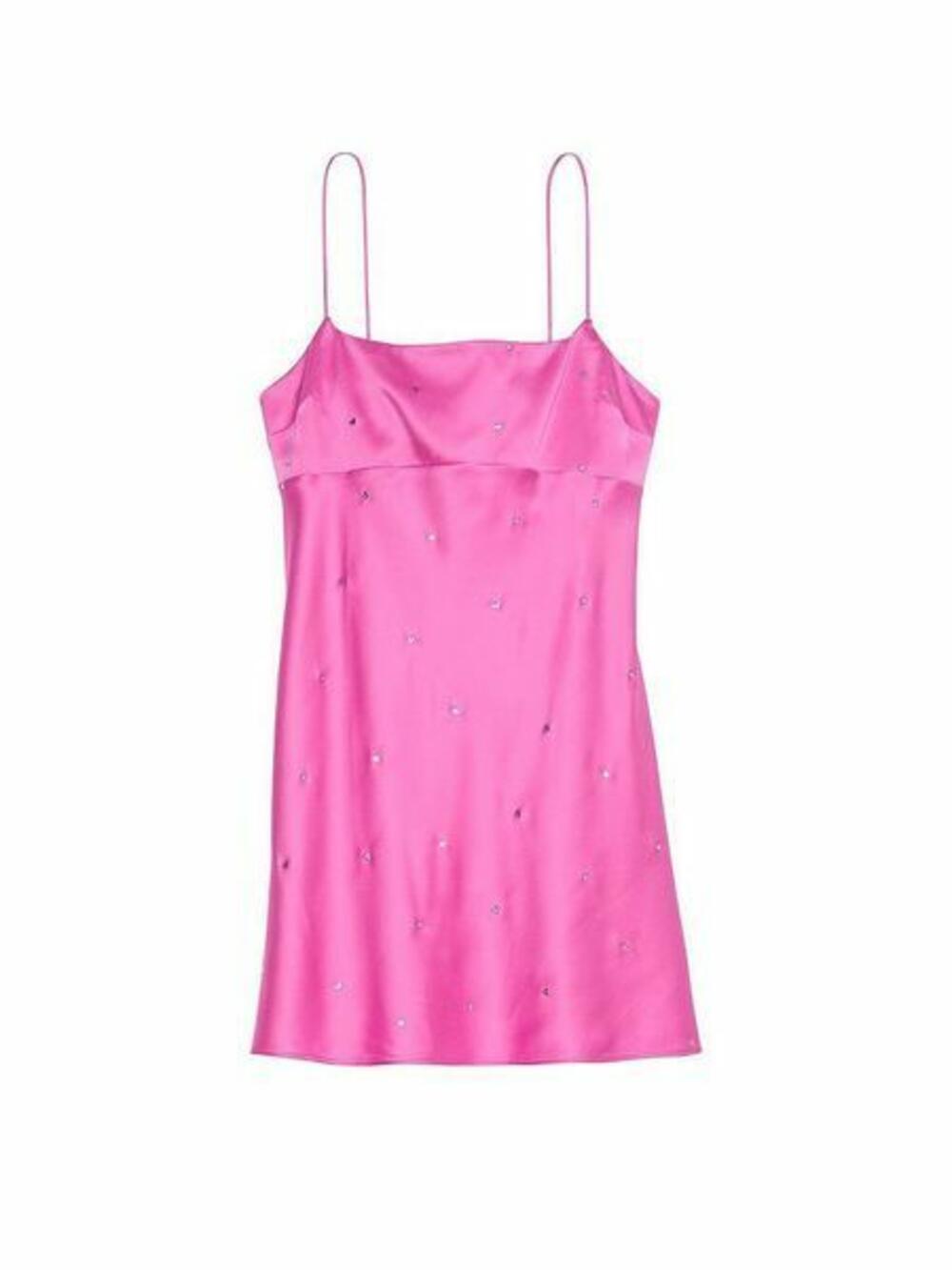 Пеньюар Victoria's Secret Shine Glazed Satin Dew Drop Heart Slip Dress фуксія, M