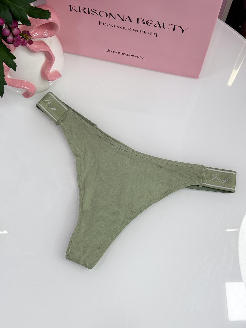 Трусики Logo Cotton High-Leg Thong розмір S хакі 