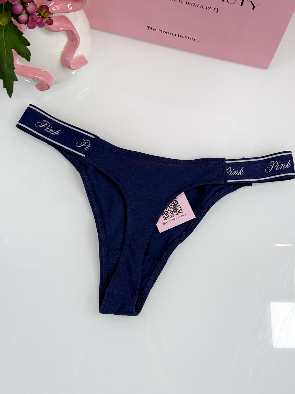 Трусики Logo Cotton High-Leg Thong розмір S сині з лого собачкою