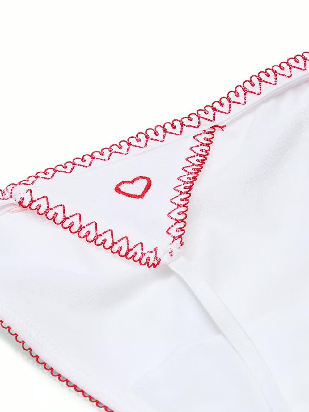 Трусики Lace Waist Heart Trim V-String розмір S White
