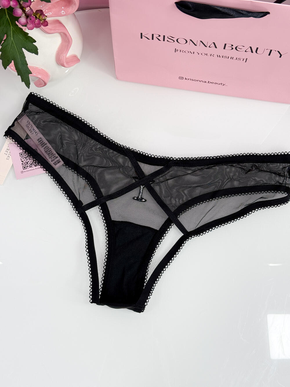 Flirty Mesh High-Leg Open Cheeky Panty розмір S Black (6AZM)