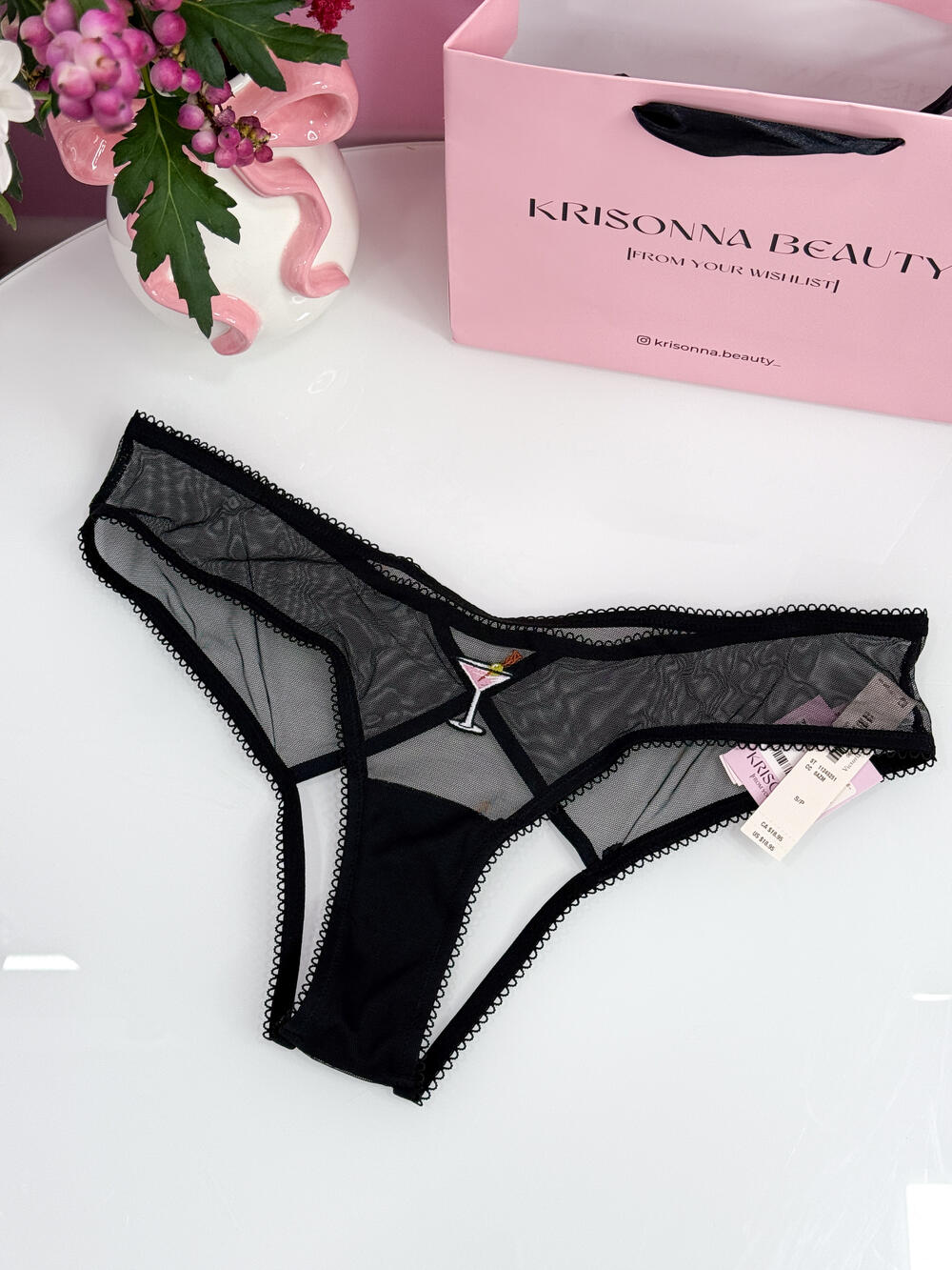Flirty Mesh High-Leg Open Cheeky Panty розмір S Black (6AZM)