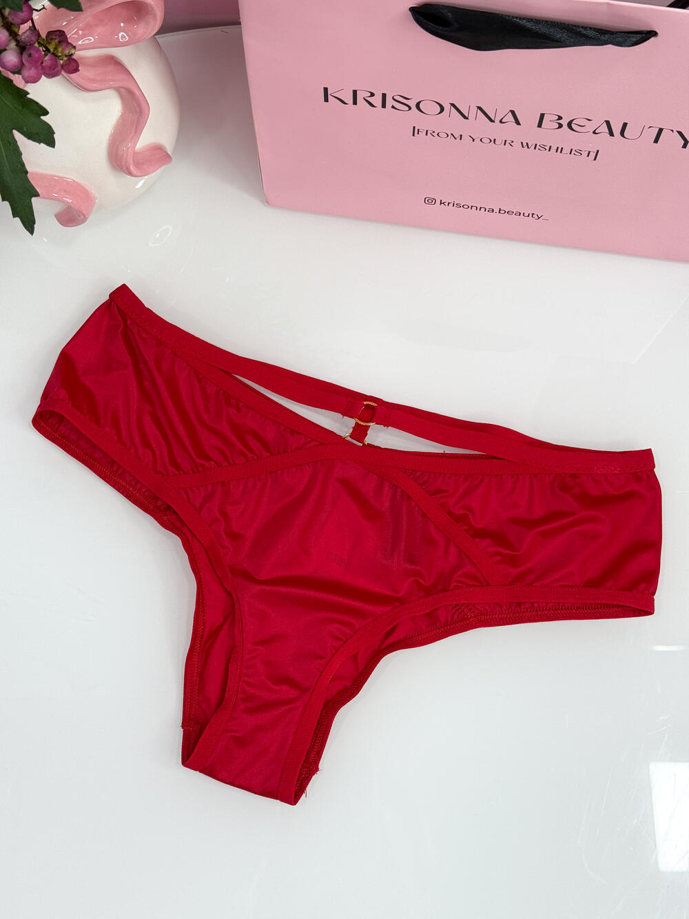 Трусики Lipstick Red Cheeky Silky strappy розмір S 