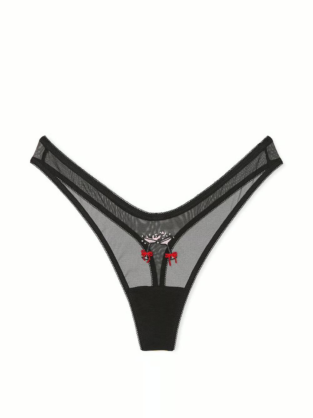 Flirty Mesh Thong Panty розмір S Black (6AZK) 