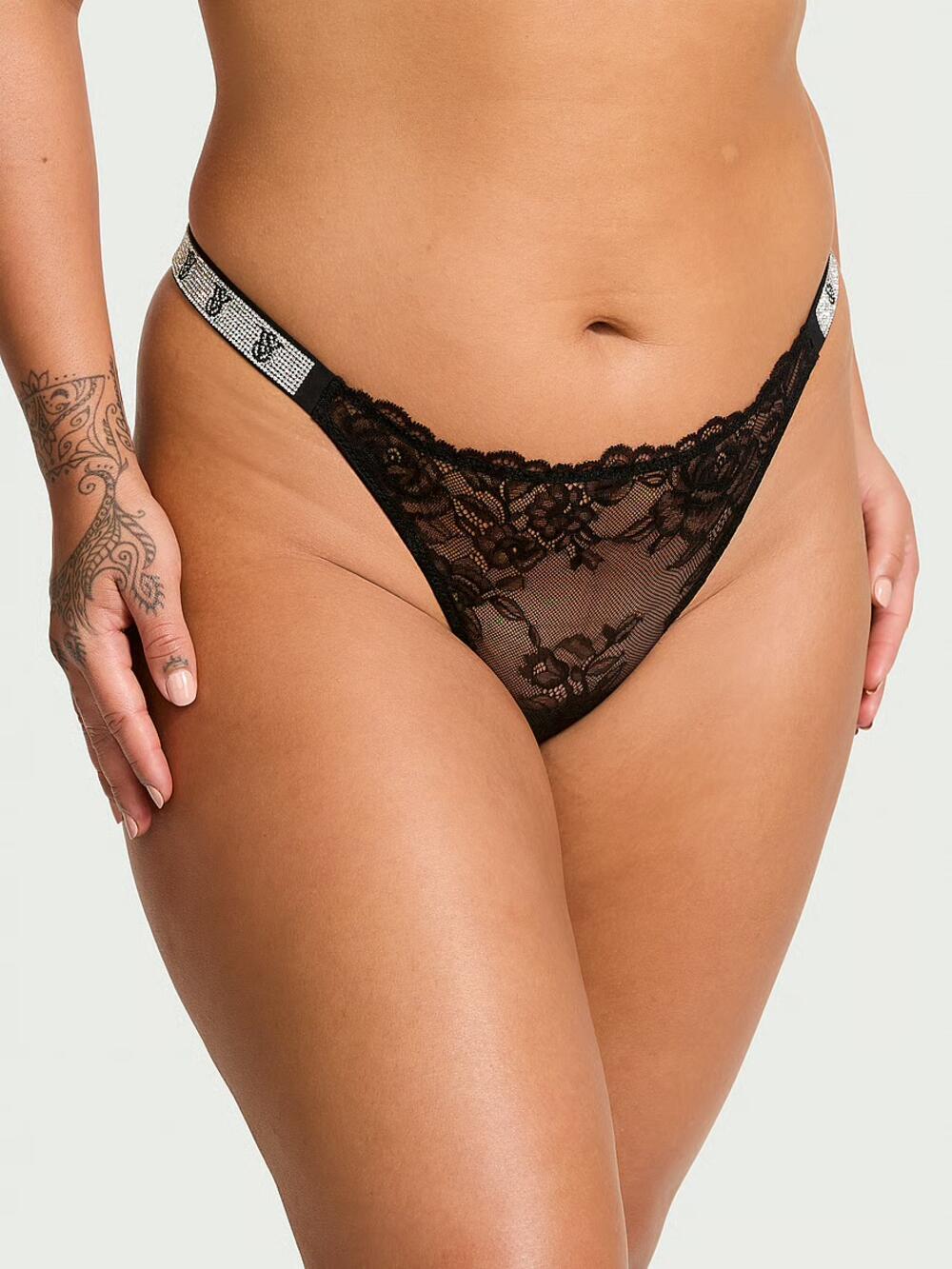 Shine Strap Rose Lace Panty розмір M Black 