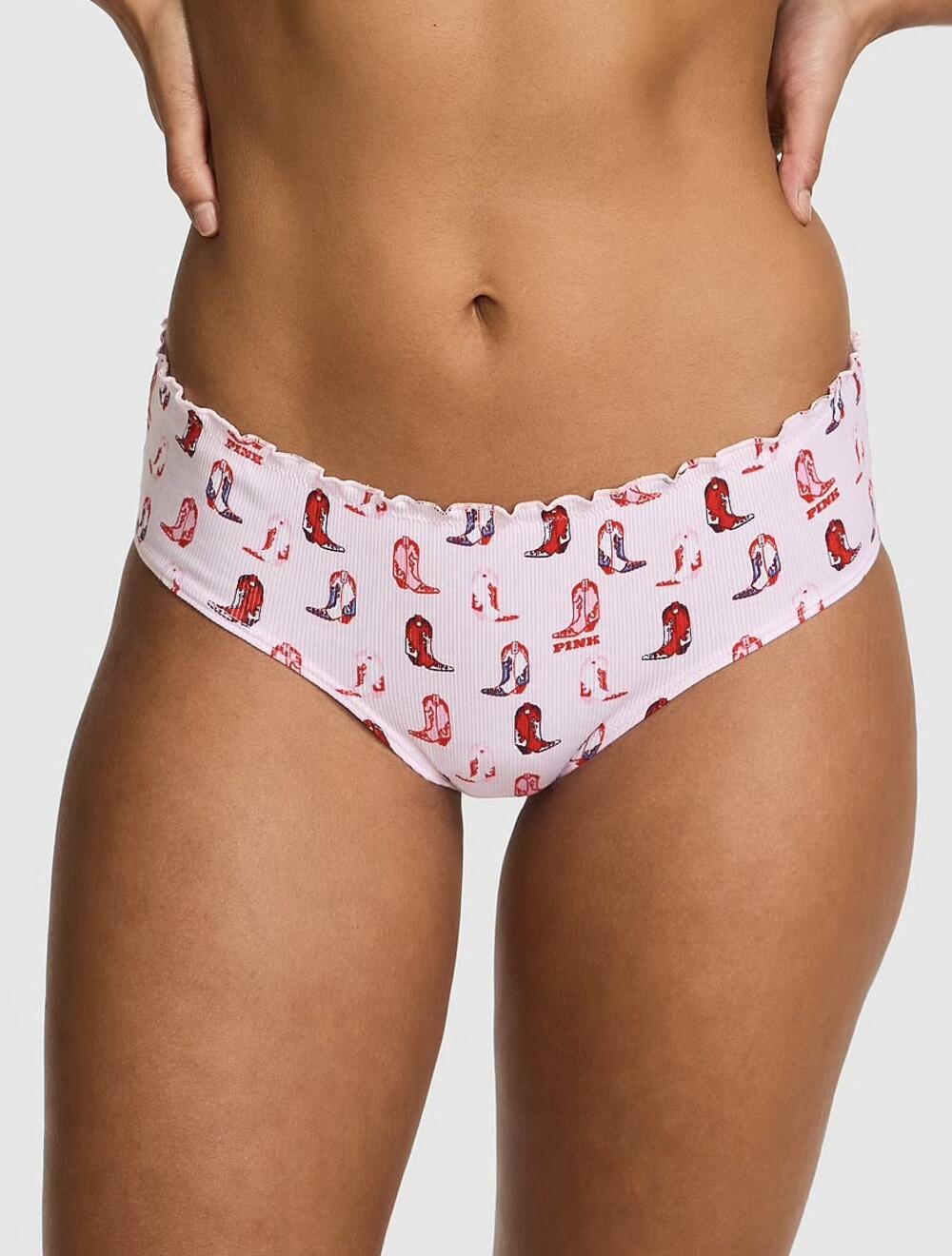 Cotton Cheeky Panty розмір S Pink Tulip Cowboy Boots Print Side 