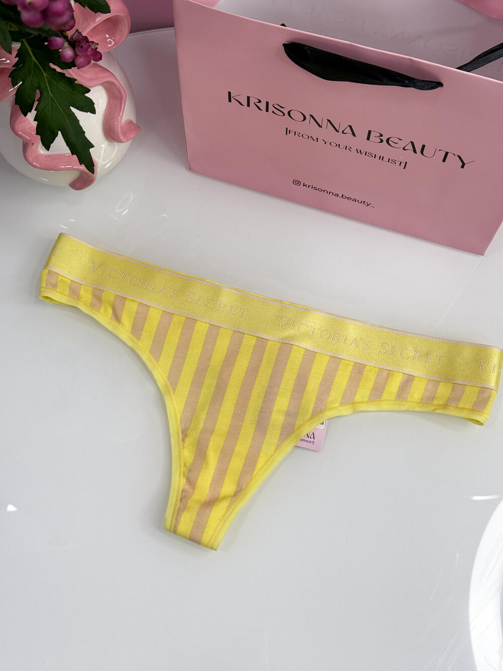 Logo Cotton Thong Panty розмір М жовті у смужку 