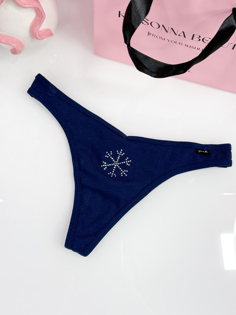 Трусики cotton в рубчик розмір М сині 