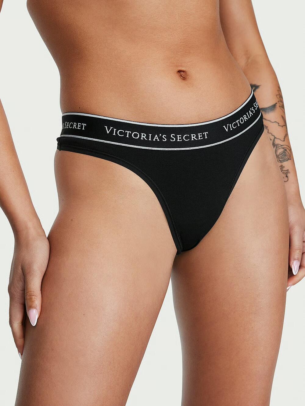 Logo Cotton Thong Panty розмір М Black (54A2) 