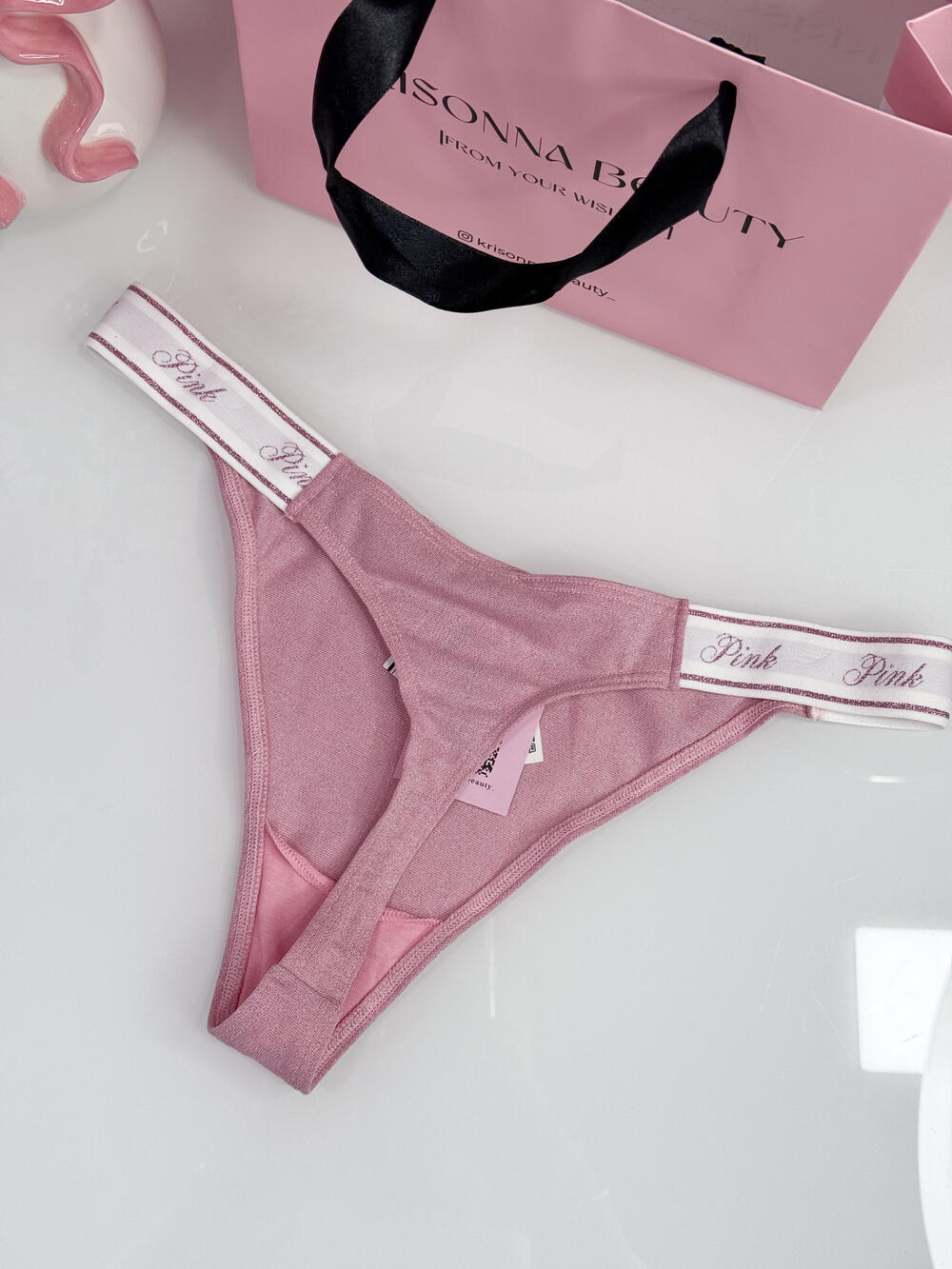 Logo Cotton High-Leg Thong Panty розмір М Petal Pink (6H8C)