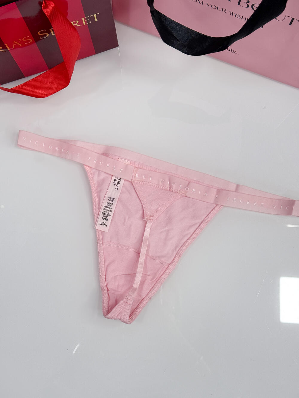 Stretch Cotton V-String Panty розмір М рожеві 