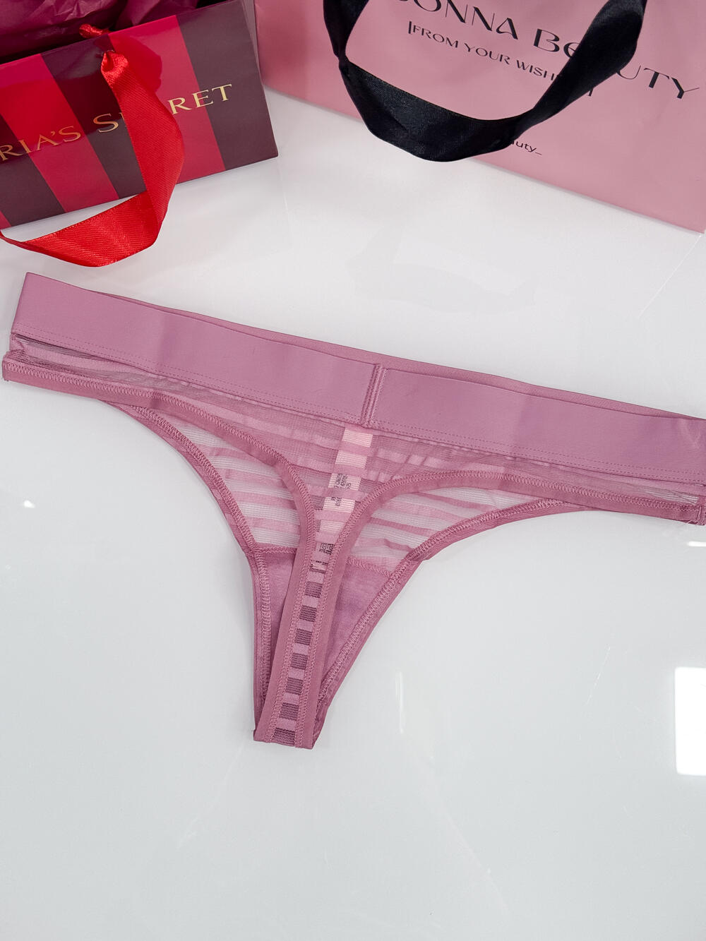 Sheer Heritage Logo Thong Panty розмір S Bikini Pink (94O7)