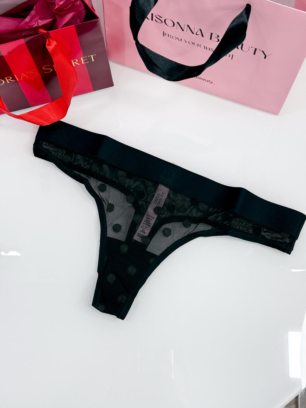 Sheer Heritage Logo Thong Panty розмір L black   