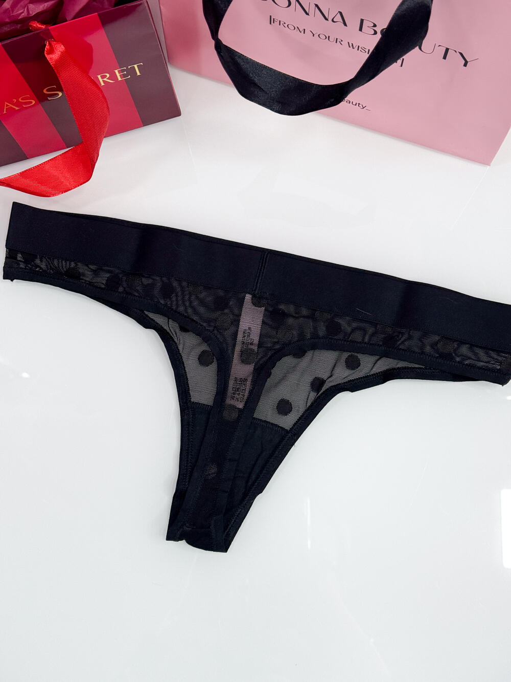 Sheer Heritage Logo Thong Panty розмір М black   
