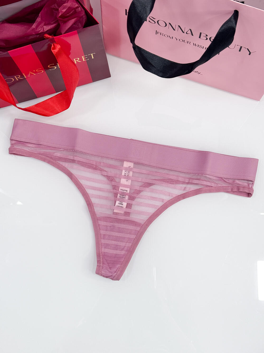 Sheer Heritage Logo Thong Panty розмір L Bikini Pink (94O7)  