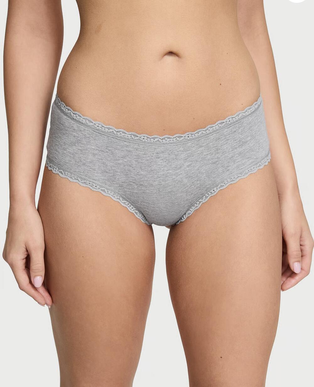 Lace-Trim Cotton Cheeky Panty розмір М сірі 