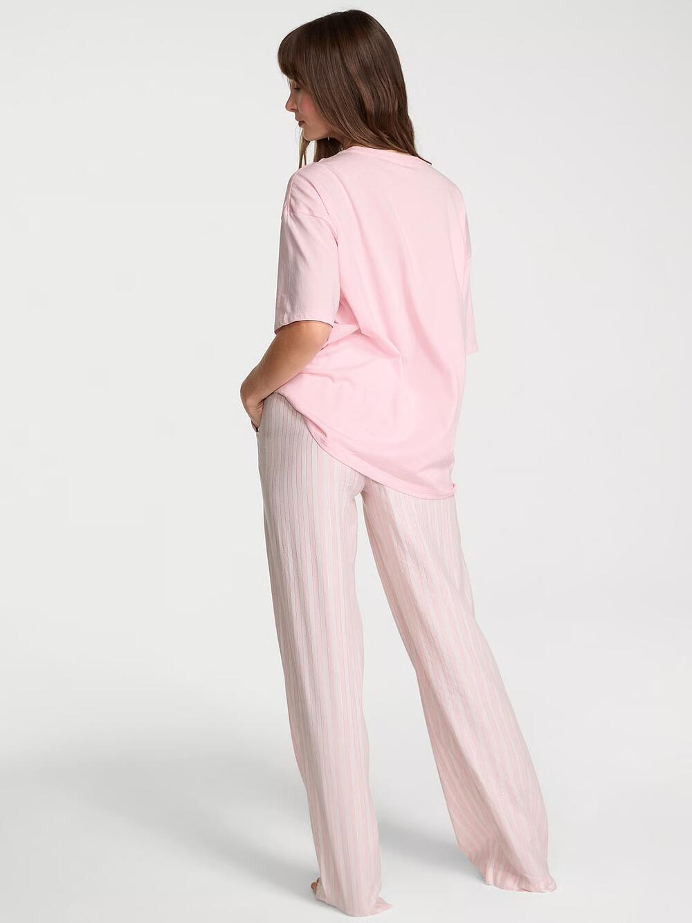 Розмір М Flannel Short-Sleeve Long Tee-Jama Set (7G2Q) 