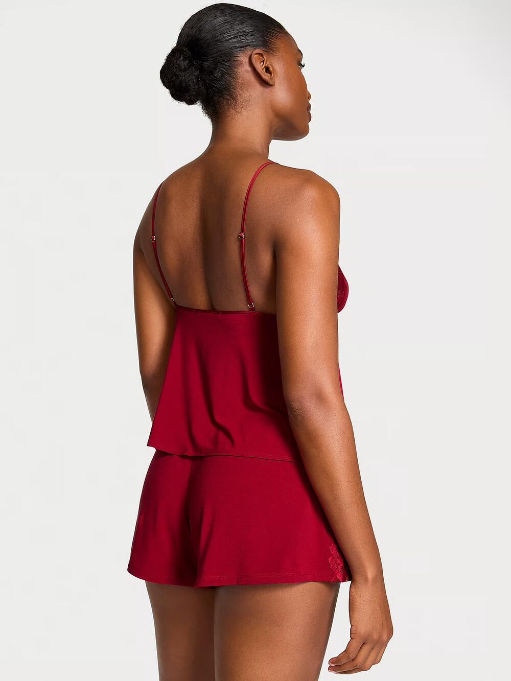 Розмір S Modal Soft Lace-Trim Flyaway Cami Set Red Lacquer (74Q6) 