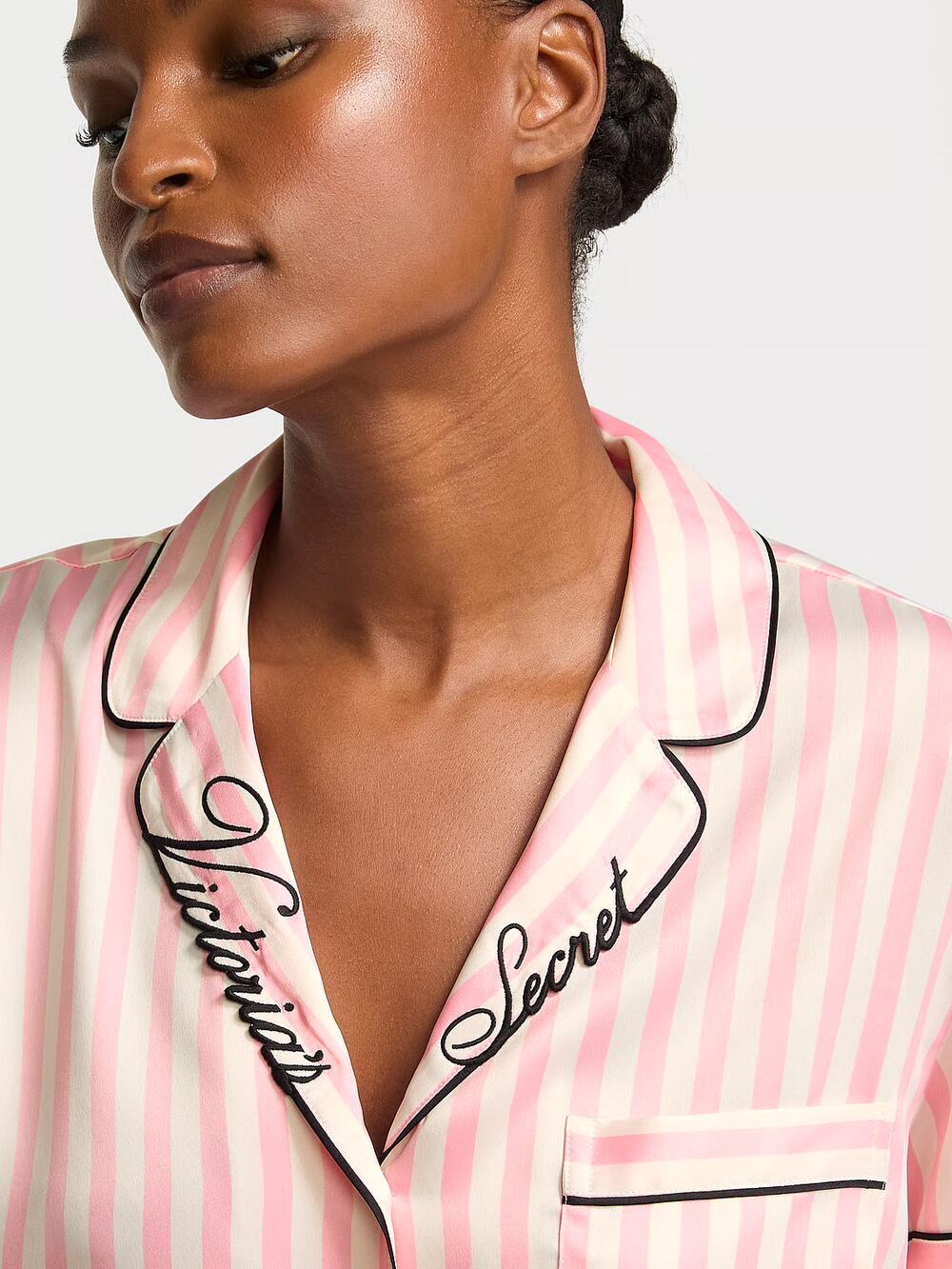 Розмір S Glazed Satin Short Pajama Set  (7FKK) 