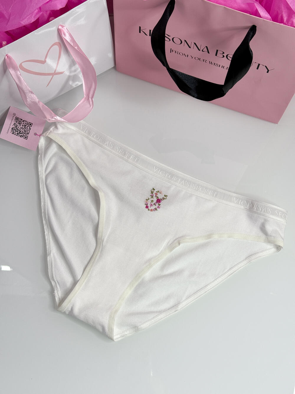Stretch Cotton Bikini Panty розмір М білі з лого 