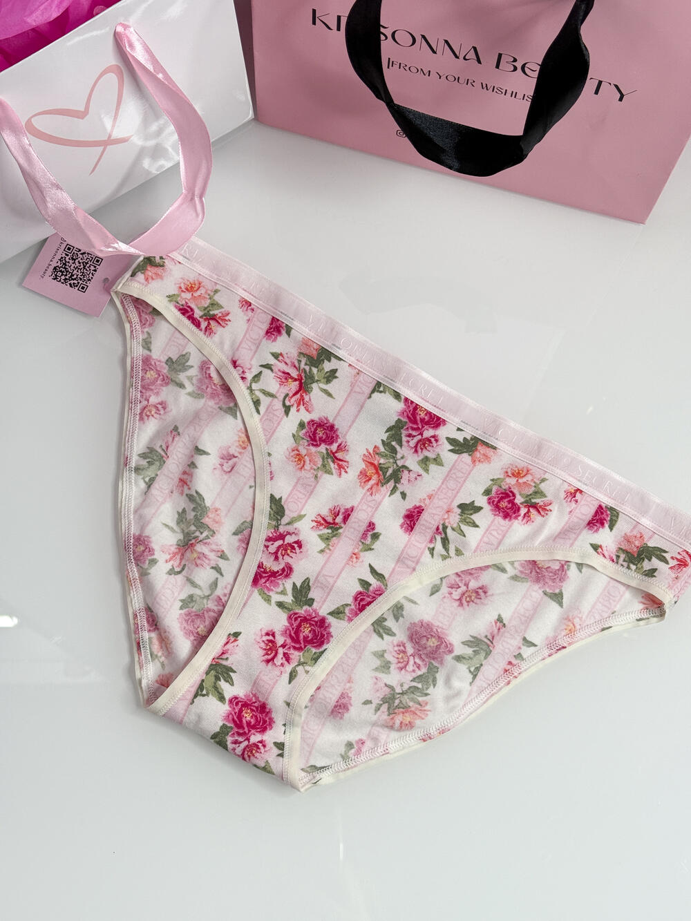 Stretch Cotton Bikini Panty розмір М білі квіткові 