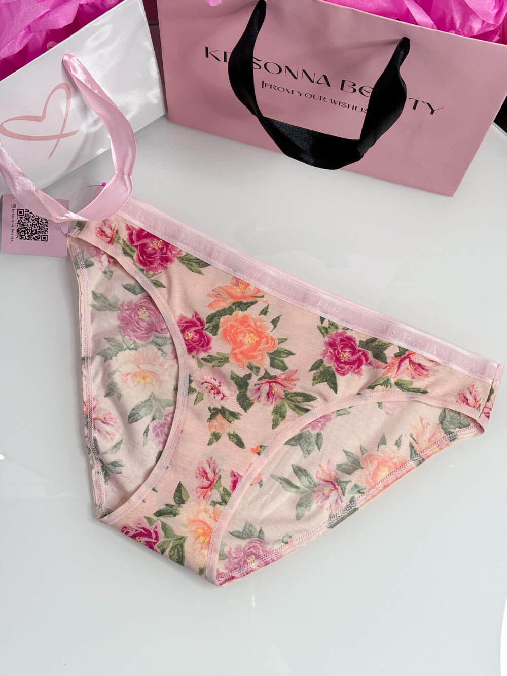 Stretch Cotton Bikini Panty розмір М персикові квіткові 