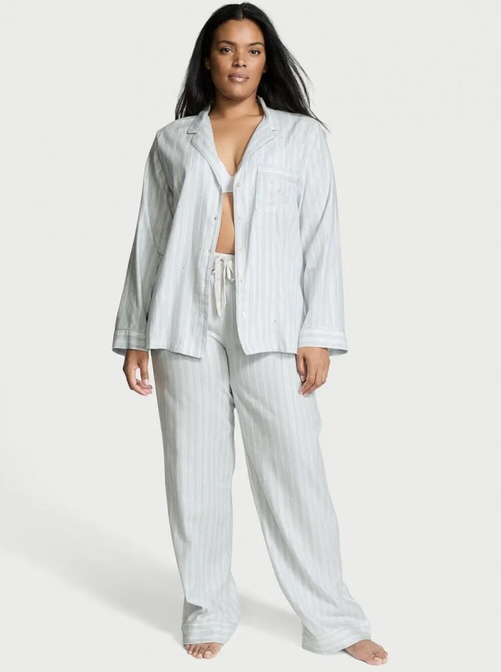 розмір S ПІЖАМА FLANNEL LONG PAJAMA SET SOFT SKY STRIPES 