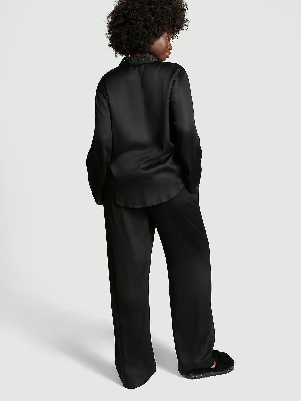 Розмір М Silky Sleep Shine Long Pajama Set Black 