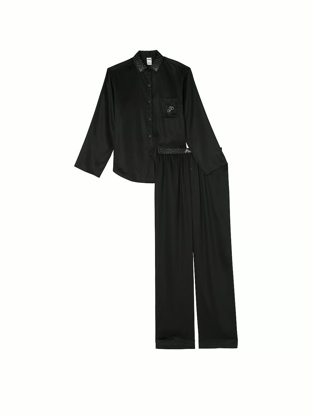 Розмір М Silky Sleep Shine Long Pajama Set Black 