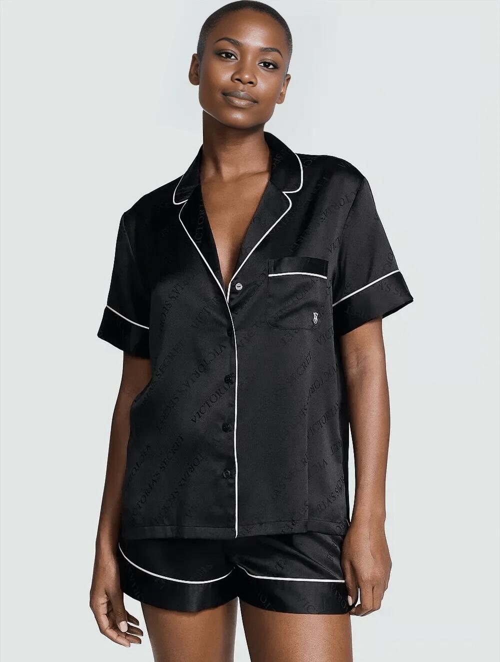 Розмір M Satin Short Pajama Set Black 