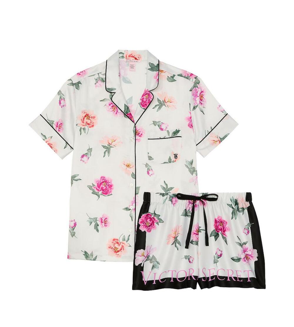 Розмір М Піжама Satin Short Pajama Set flower print 