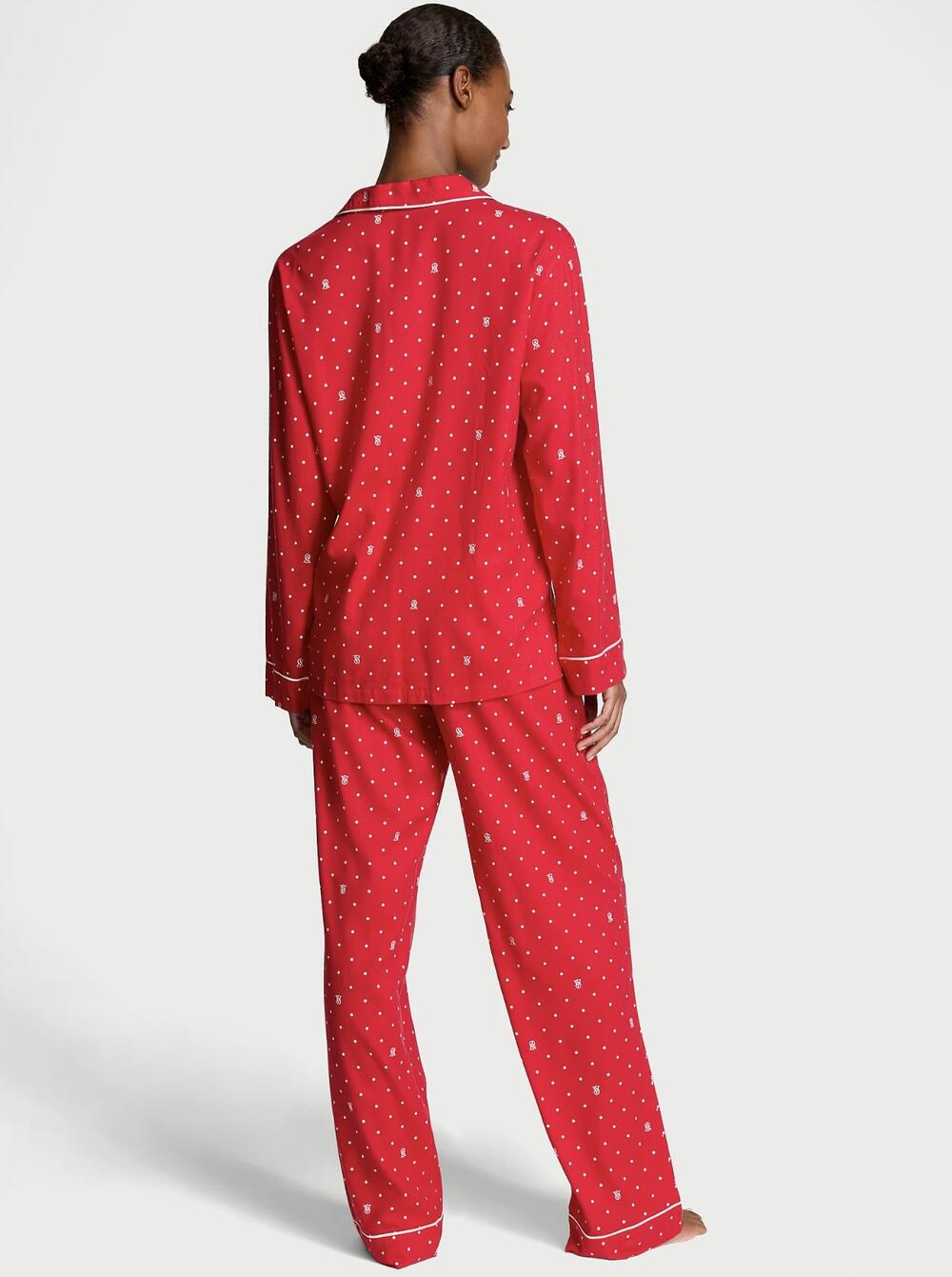 Розмір М Flannel Long Pajama Set червона горошок 