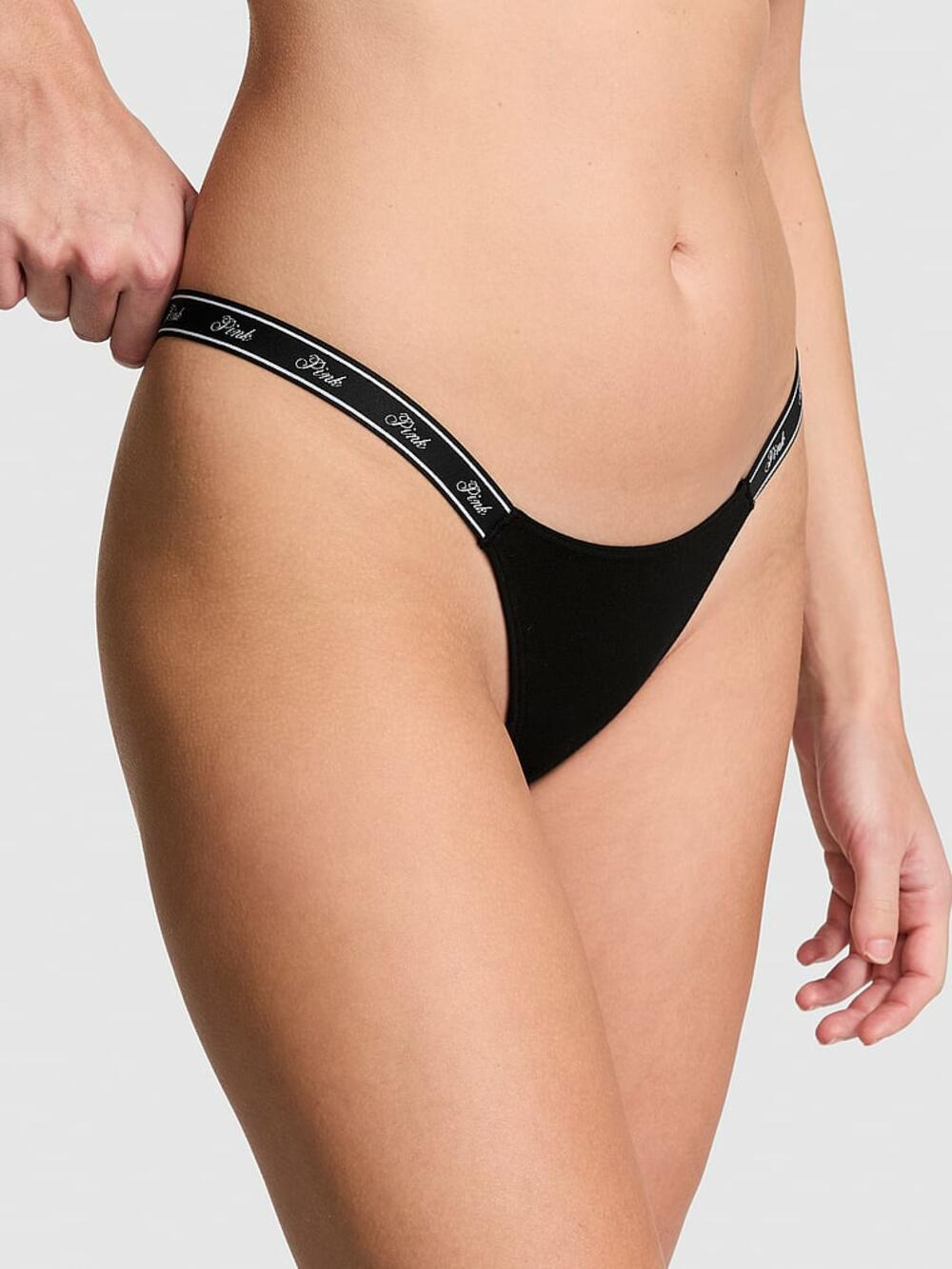 Трусики Logo Cotton High-Leg Micro Thong розмір L Pure Black (2ZUO) 