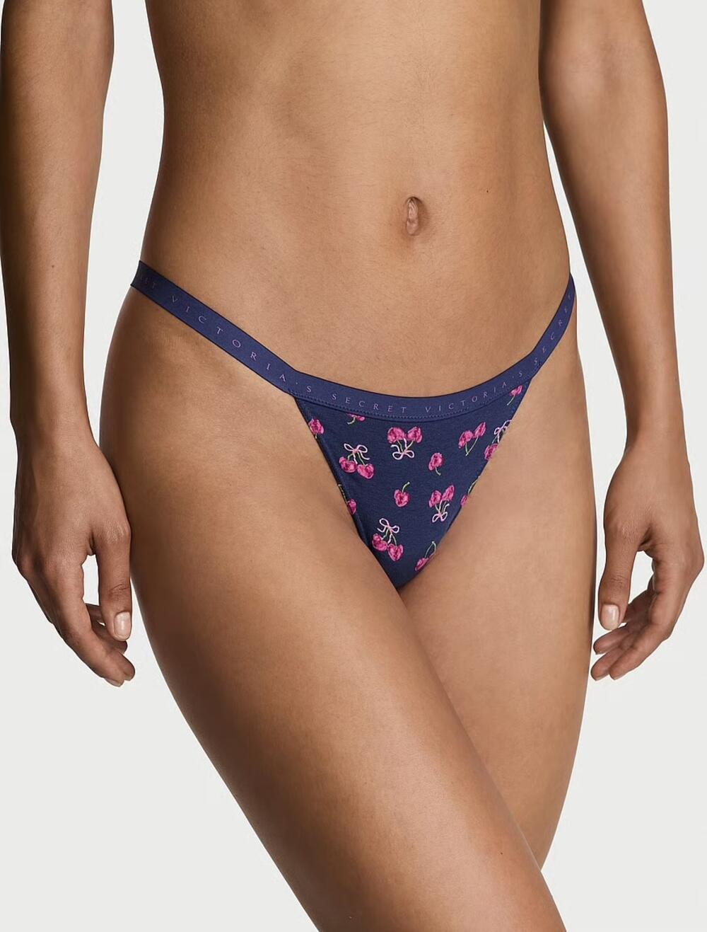 Stretch Cotton V-String Panty розмір S Blue Ink Cherries (7H5H) 