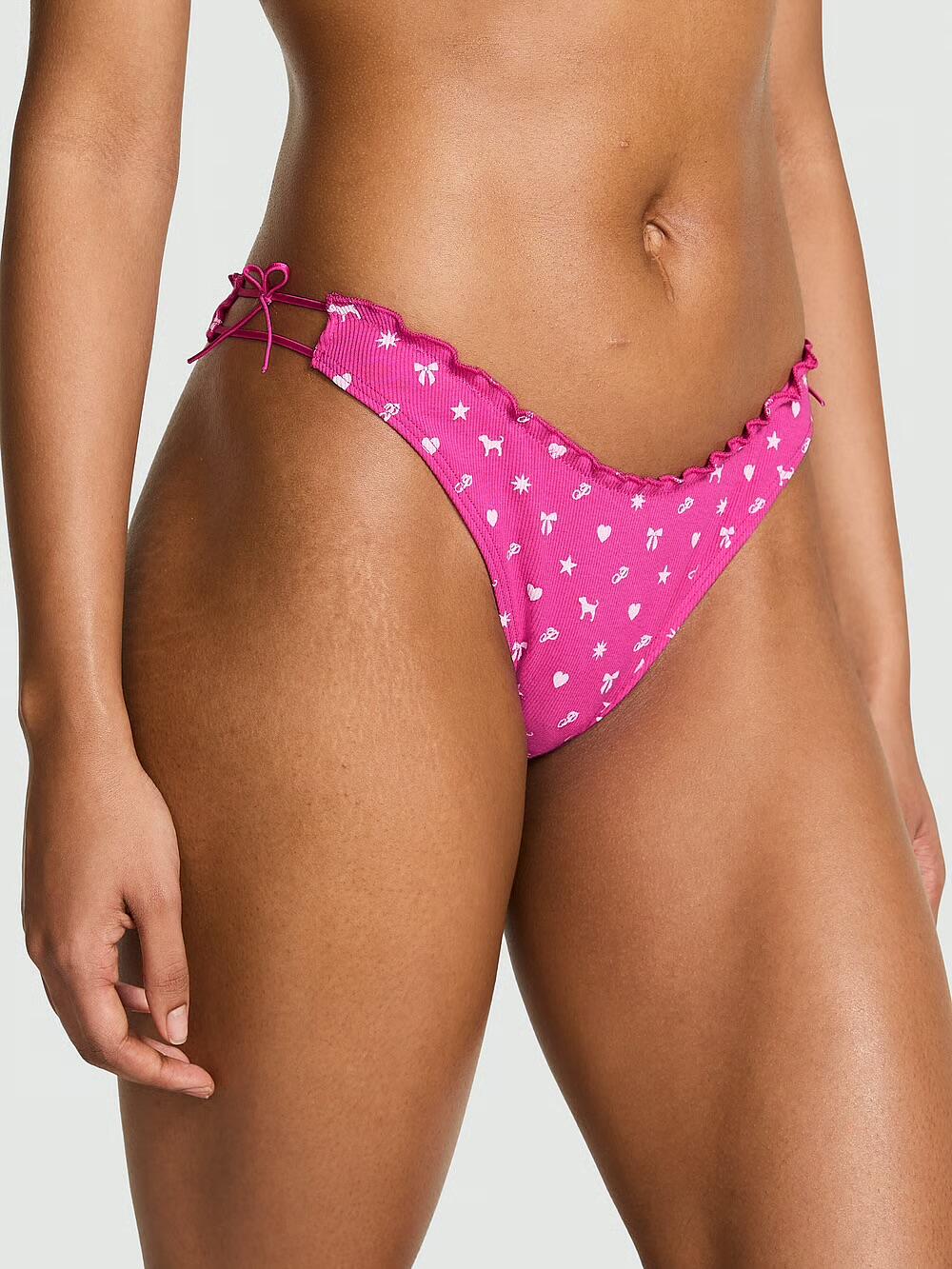 Cotton Side-Tie Thong Panty розмір М Pink Fire Heritage Icon Print (7K3M) 