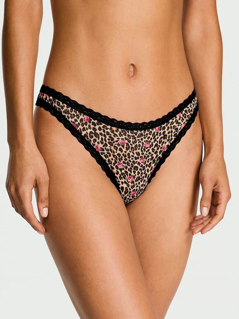 Cotton Lace-Waist Thong розмір М Leopard Rose (7H5C) 