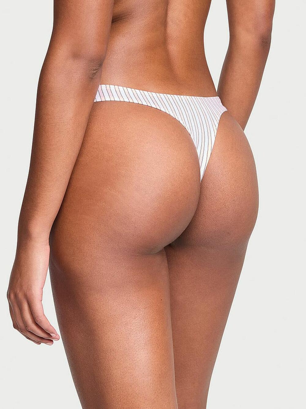 Stretch Cotton High-Leg Scoop Thong Panty розмір S Purest Pink Stripes (64ZO)