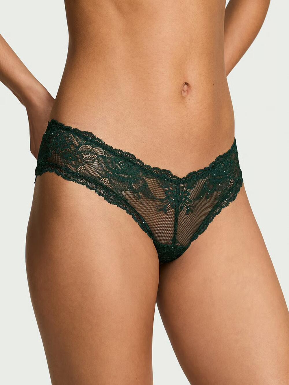 Rose Lace Shimmer High-Leg Cheeky Panty розмір М Cilantro (7HPF) 