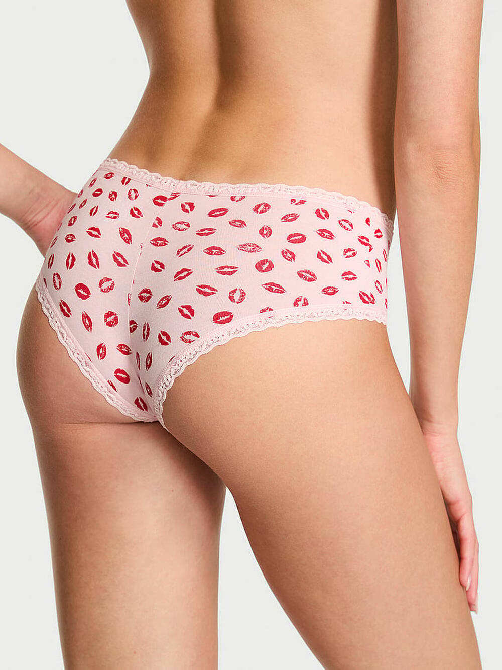 Cotton Lace-Waist Cheeky Panty розмір S Angel Pink Lips (7H5D)