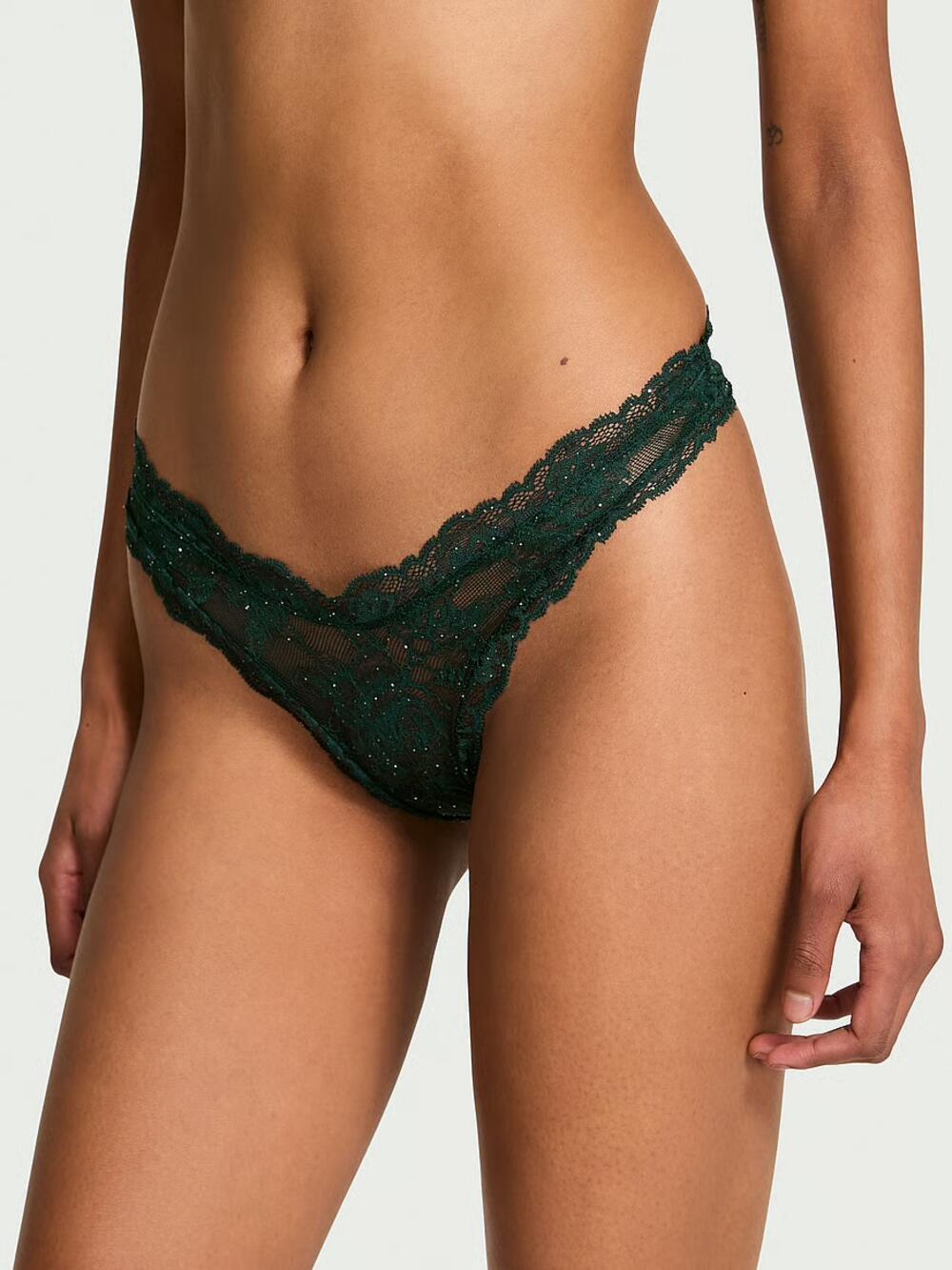 Rose Lace Shimmer High-Leg Thong Panty розмір М Cilantro (7HPF) 