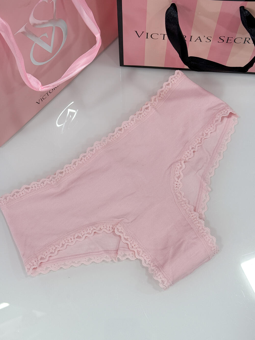 Cotton Lace-Waist Cheeky Panty розмір S ніжно-рожеві 