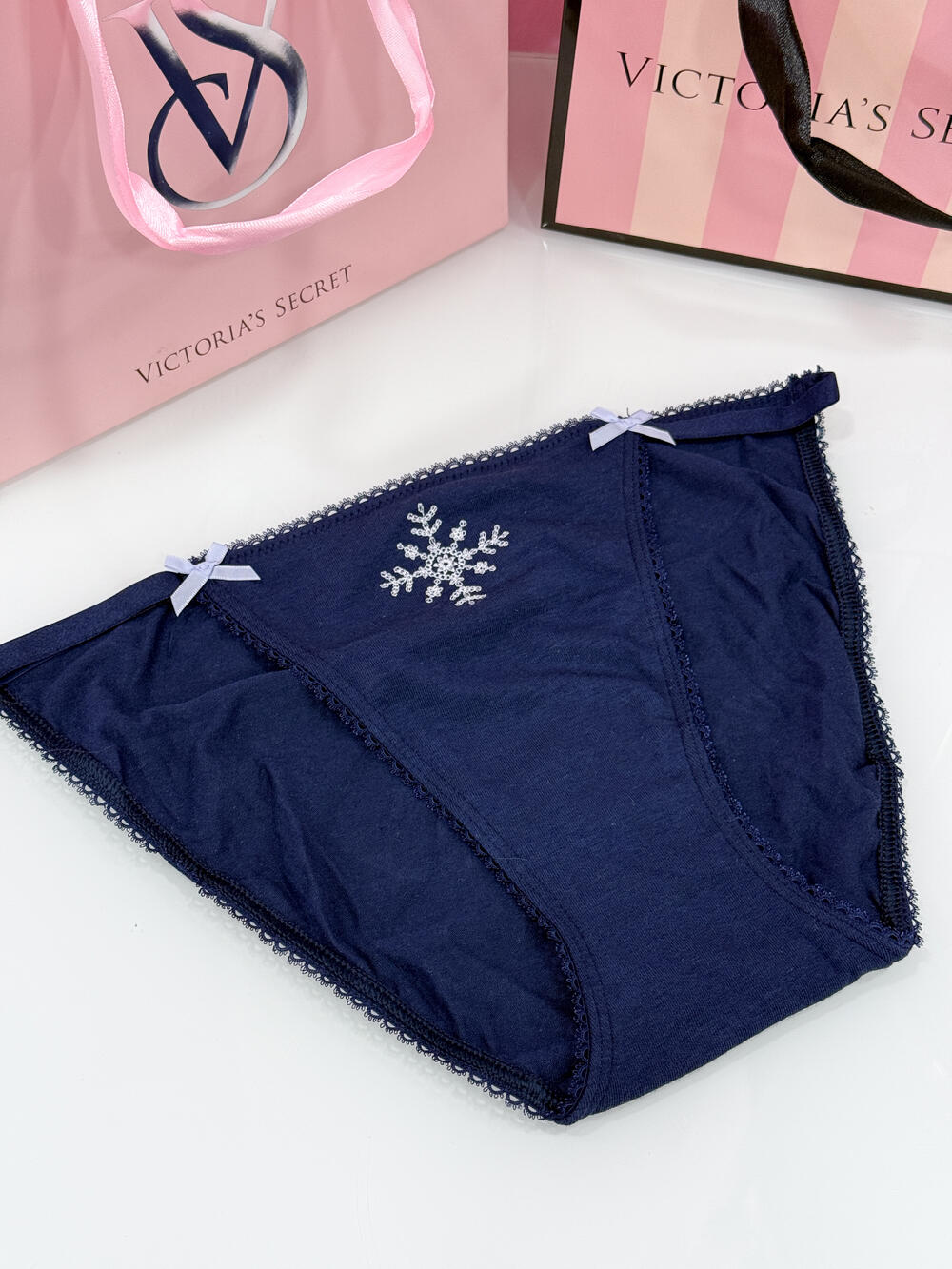 Stretch Cotton Bikini Panty розмір S сині з сніжинкою 