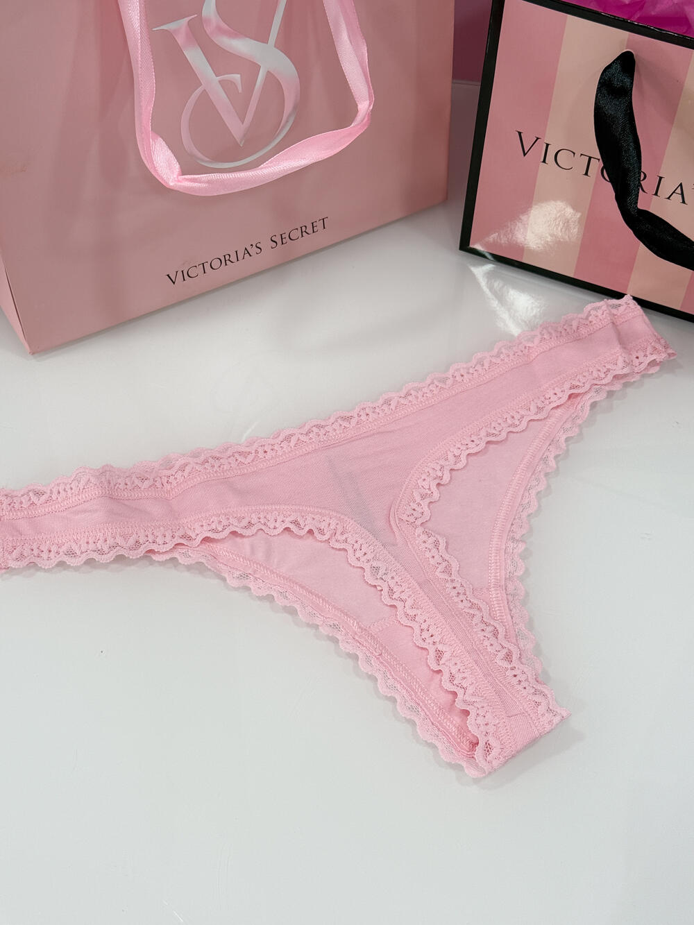 Cotton Lace-Waist Thong розмір М рожеві 