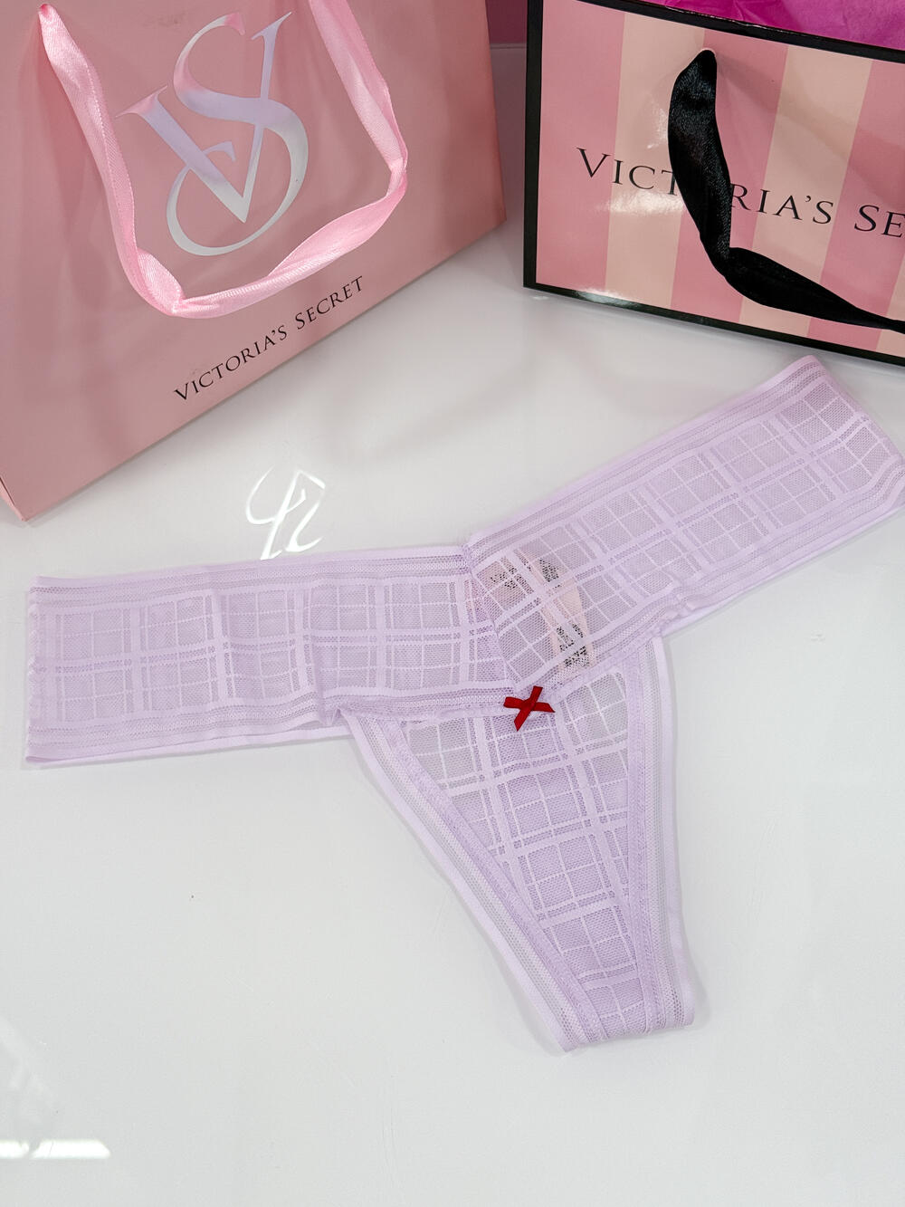 Plaid Lace Thong Panty розмір М лаванда 