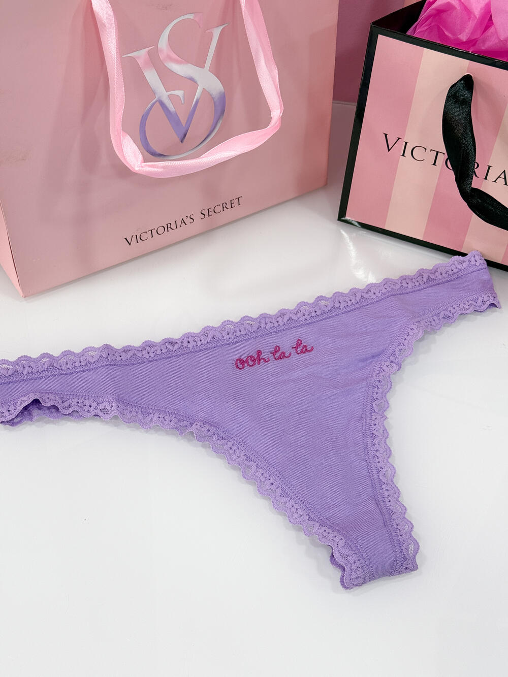 Cotton Lace-Waist Thong розмір М лаванда oh la la 